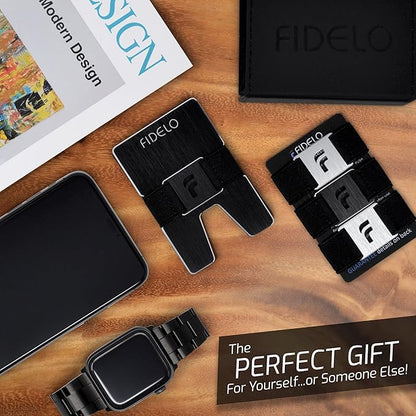Fidelo Slim Wallet for Men – RFID Blocking Minimalist Credit Card Holder with Sliding Pop-Up Design - Push Button Men's Wallets - Front Pocket Wallet