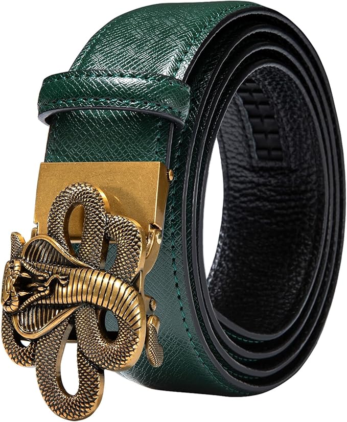 Dubulle Men's Ratchet Belt Gold/Black/Red/Green/Blue/White Automatic Buckle Business Casual Belt Gift - Adjustable Fit