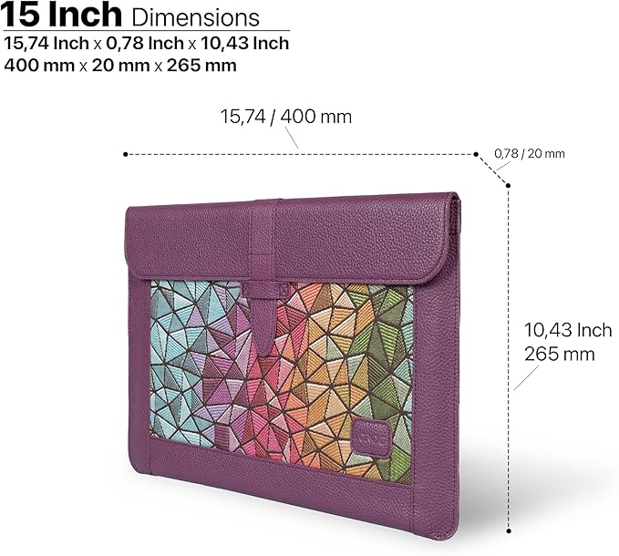 LONDO Lederhülle Kompatibel mit MacBook Pro 16 & MacBook Pro 15 Zoll (M5, M4, M3, M2, M1, Pro, Max), Premium Top-Grain Echtleder Laptoptasche, Purple Modelle 2020 bis 2026