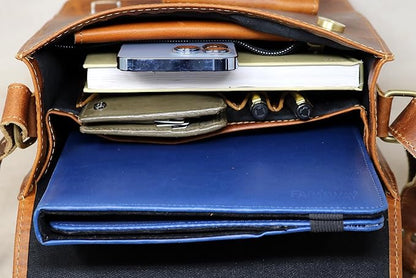 jaald Genuine Leather Messenger Bag Vintage Laptop Crossbody Bag Satchel Man Purse Shoulder Bag for man woman office bag