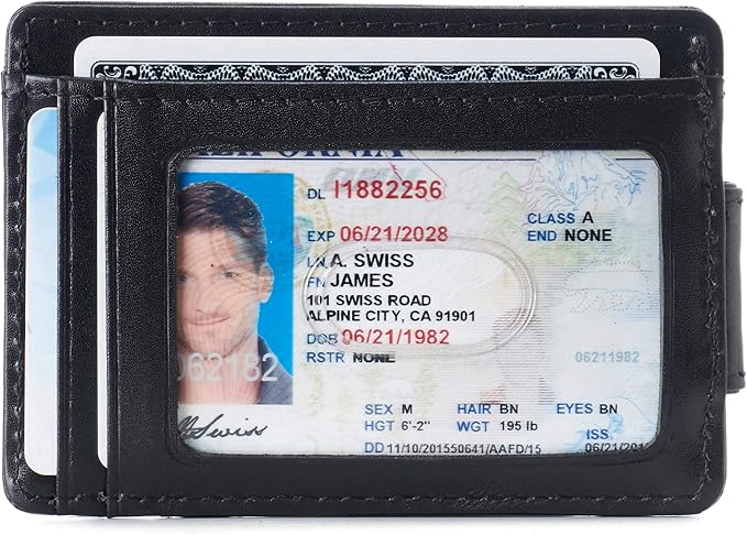 Alpine Swiss Harper Mens RFID Slim Money Clip Front Pocket Wallet Minimalist Leather ID Card Holder | RFID, Slim, Money Clip, Front Pocket, Minimalist, ID Card Holder