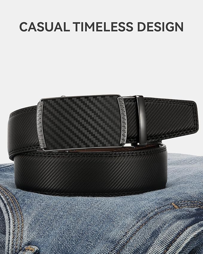 CHAOREN Mens Belt - Mens Ratchet Belt Leather 1 3/8" for Dress Pant - Micro Adjustable Belt Fit Everywhere