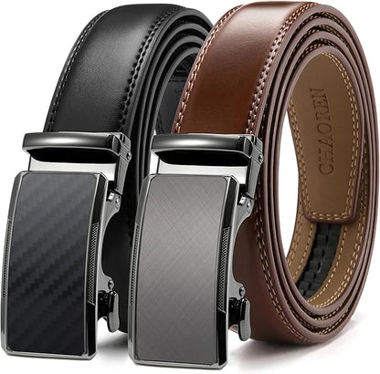CHAOREN Mens Dress Belt Leather 2 Pack - Mens Ratchet Belt for Dress Shirt and Pants Every Occasion (32mm)