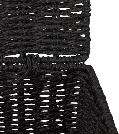 Household Essentials Small Handwoven Paper Rope Wicker Basket with Lid, Black