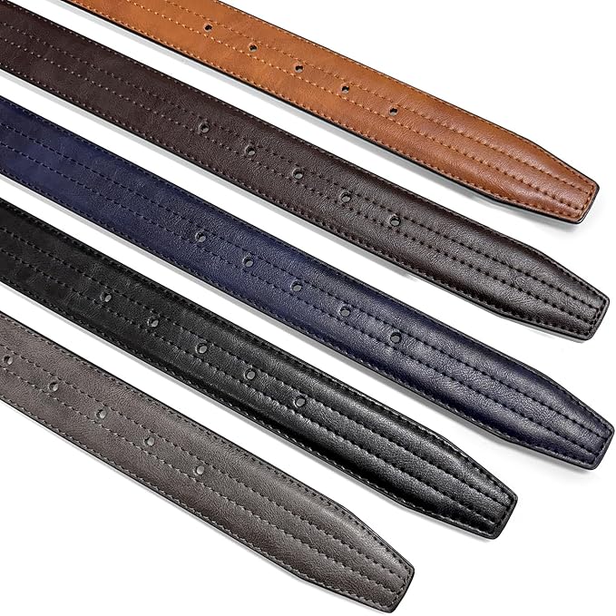 Men's Vegan Faux Leather Belt Classic Work Business Dress Belt 1-3/8"(35mm) wide
