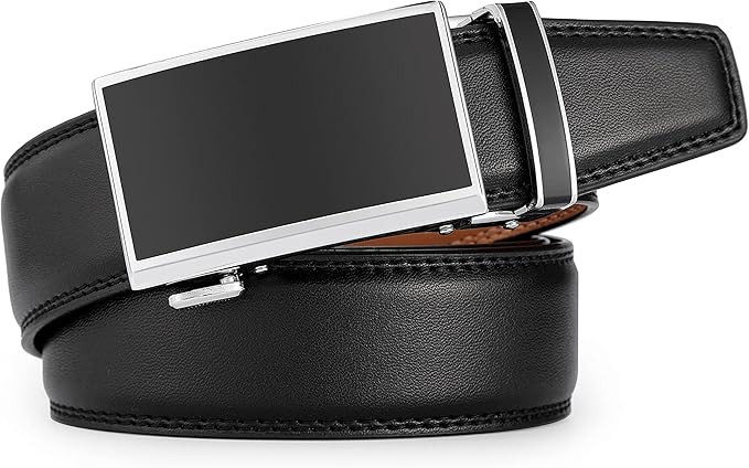 Lingli Men's Belt,Ratchet Dress Belt with Automatic Buckle Brown/Black-Trim to Fit-35mm wide
