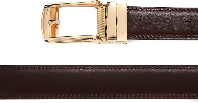 Tonywell Mens Leather Ratchet Belts with Click Buckle Perfect Fit Dress Belt 30mm Wide