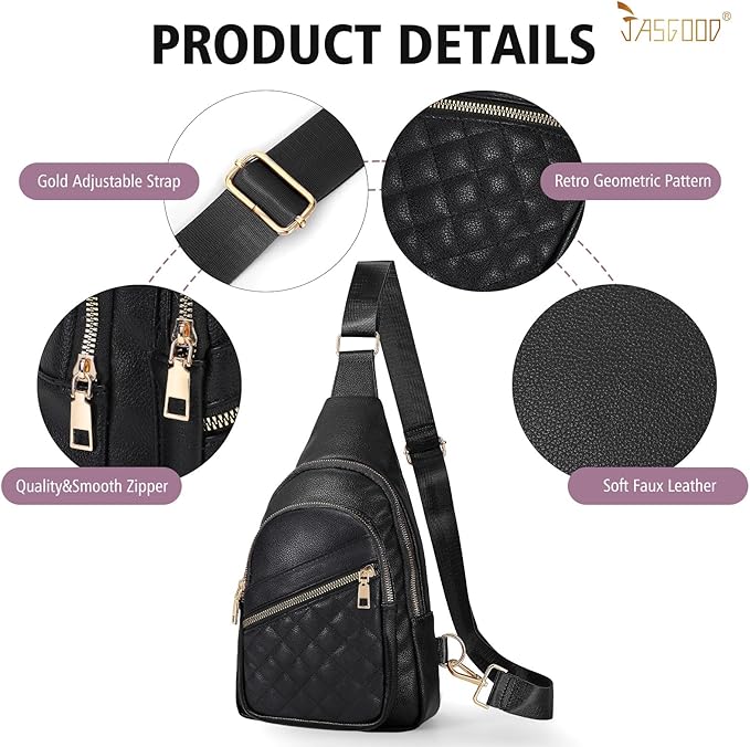 Sling Bag for Women Crossbody Leather Fanny Packs Chest Bag Fashion Sling Backpack Travel JASGOOD