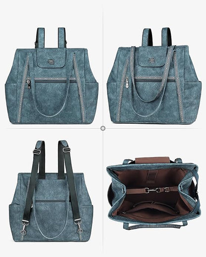 FADEON Large Laptop Tote Bag for Women Designer Leather Laptop Bag Fashion Travel Backpack Purse Shoulder Handbag