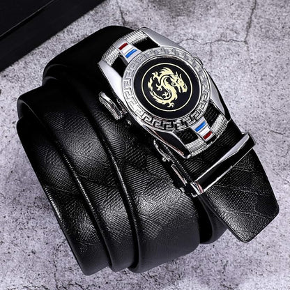 Dubulle Designer Mens Belts, Sliding Automatic Buckle Ratchet Dress Belt TOP Genuine Leather Strap Gifts