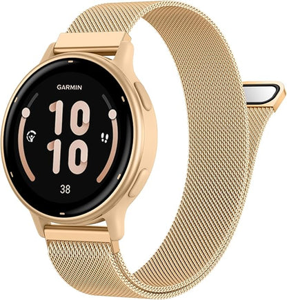 18mm 20mm Metal Band Compatible for Garmin Vivoactive 5/6/4S/3 Watch Bands, Soft Stainless Steel Mesh Strap for Garmin Venu 3S/Venu 2S/Sq Watch Band, Forerunner 55/245/255S/265S Watch Band Women Men