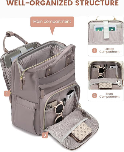 LOVEVOOK Laptop Backpack for Women, 15.6'' Waterproof Nurse Bag Teacher Work Backpack Purse for Women, Travel Computer Backpack for College Office Business Ladies