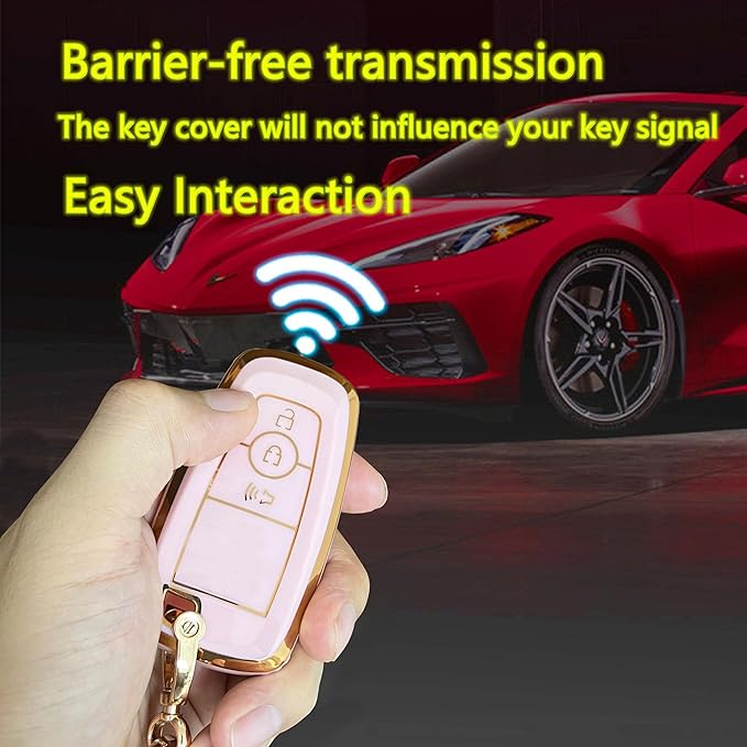 Keyless Entry Remote for Ford Key Fob Cover Protective Shell Fits for Ford Edge Escape Expedition Explorer Fusion Mustang Ranger F-150 F-250 (3-Button-Pink)