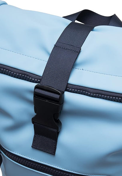 X RAY Roll Top Laptop Backpack for Men Women, PU Leather Expandable Roll Up Backpack Capacity Adjustable 22L & Fits 15.6" Laptop, Carolina Blue/Navy