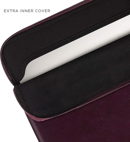 Comfyable Leather Laptop Sleeve Compatible with 16 Inch MacBook Pro M5 Pro/Max & 15 Inch MacBook Air M5 2026 (Loose Fit), Berry Brown