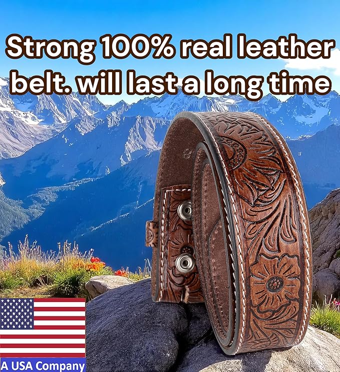 F&L CLASSIC Western Belt without buckle for men – Full Grain Leather Cowboy Belts for jeans - One Piece Leather strap belt