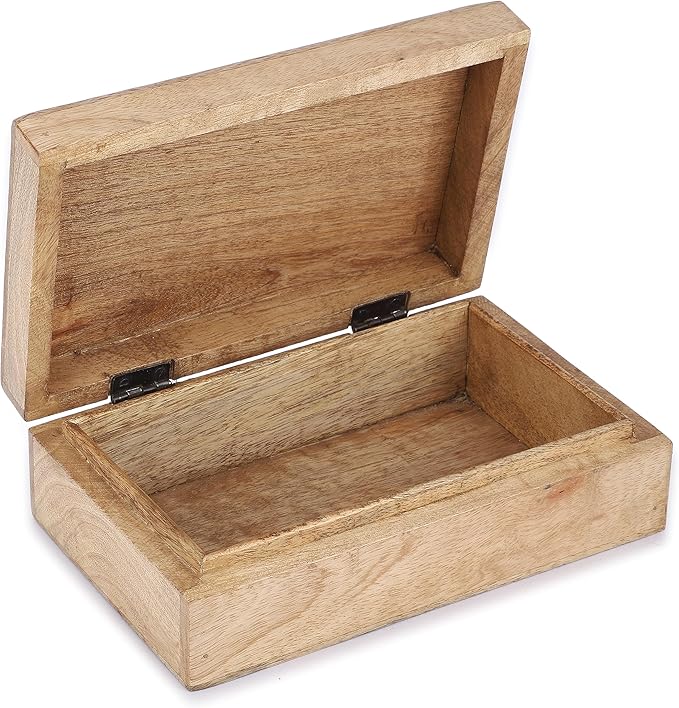 Ajuny Handcarved Wooden Decorative Jewelry Storage Box Eye of Truth Design Vintage Multipurpose Treasure Chest Keepsake Necklaces Watch Boxes Great for Gifts 8x5 Inch
