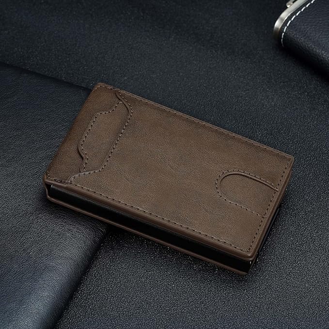 Card Wallet for Men Slim Minimalist: Smart Pop Up Wallets with Money Clip - RFID Front Pocket Credit Card Holder - Gift for Men Husband