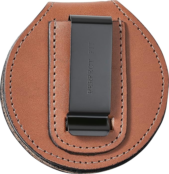 Perfect Fit Shield Wallets County of Los Angeles Sheriff Six-Point Star Belt Clip Badge Holder with Pocket and Chain (Cutout PF622), Tan Leather, One Size