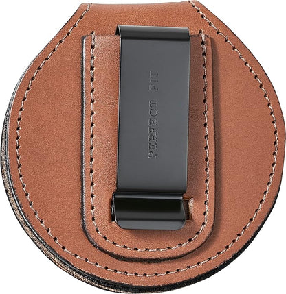 Perfect Fit Shield Wallets County of Los Angeles Sheriff Six-Point Star Belt Clip Badge Holder with Pocket and Chain (Cutout PF622), Tan Leather, One Size