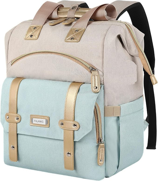 FALANKO Laptop Backpack for Women,15.6 inch Computer Backpack for Work School Nurse Teacher with Laptop Compartment,RFID,Large Wide Open,Travel BackpackTravel School Outdoor Activities