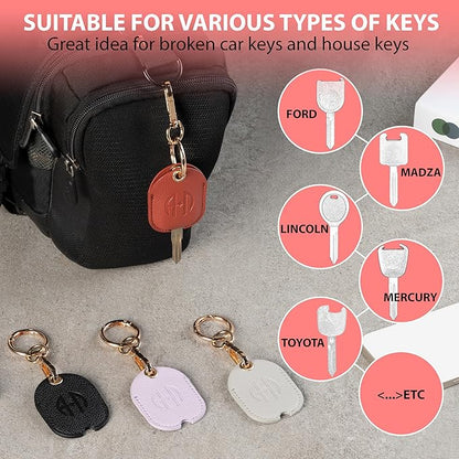 Leather Car Key Fob Cover Sleeve Holder for Broken Keys – Smart Remote Protector Case with Keychain for Men & Women