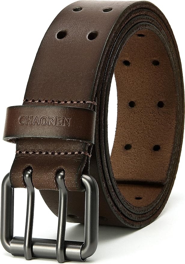 CHAOREN Work Belts for Men Heavy Duty - 1.5" Full Grain Leather Belt Casual - Fully Adjustable, Double Prong