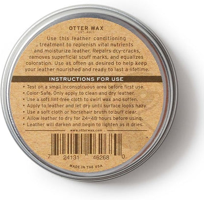 Otter Wax Leather Salve | Leather Cleaner & Conditioner | All-Natural Balm for Furniture, Boots, Jackets, Shoes & Bag