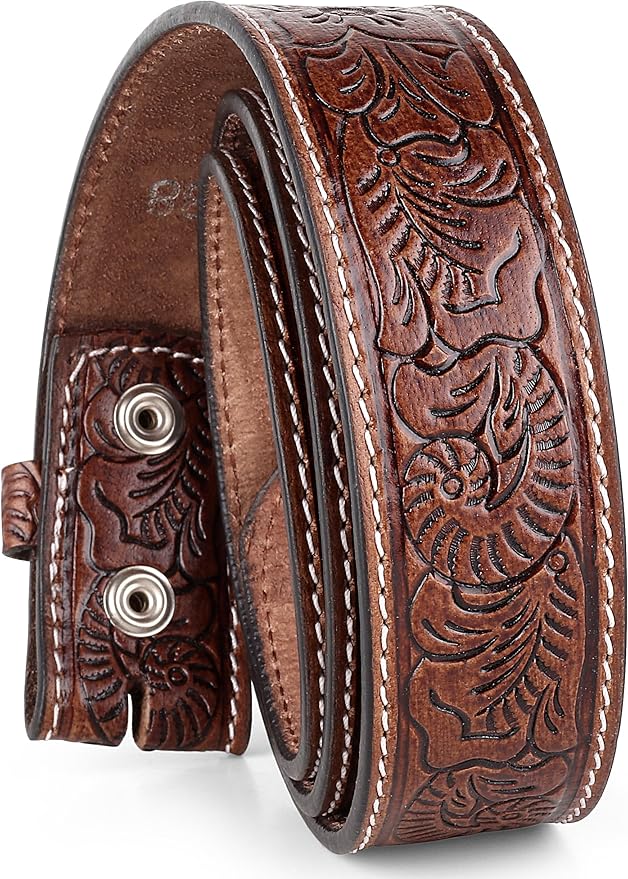 F&L CLASSIC Western Belt without buckle for men – Full Grain Leather Cowboy Belts for jeans - One Piece Leather strap belt
