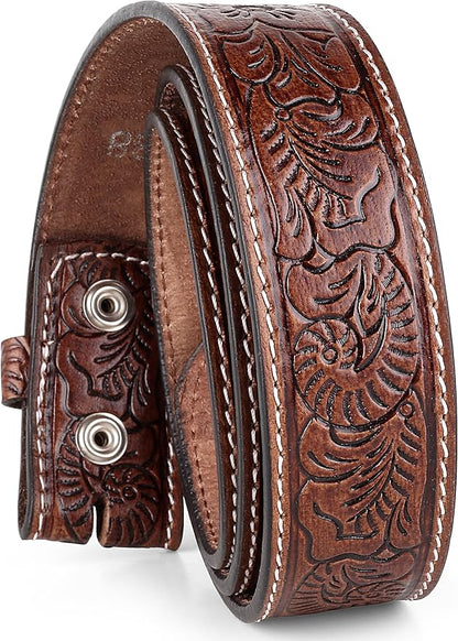 F&L CLASSIC Western Belt without buckle for men – Full Grain Leather Cowboy Belts for jeans - One Piece Leather strap belt