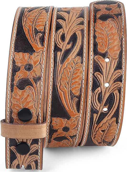 F&L CLASSIC Western Belt without buckle for men – Full Grain Leather Cowboy Belts for jeans - One Piece Leather strap belt