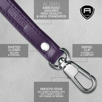 Alban Leather Wrist Strap for Wallet, Clutch, Keys, Wristlet Purse, Keychain for Women and Men