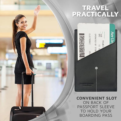 Alban RFID Passport Holder Women Men RFID Blocking Travel Passport Wallet Case Genuine Leather Passport Cover porta pasaporte