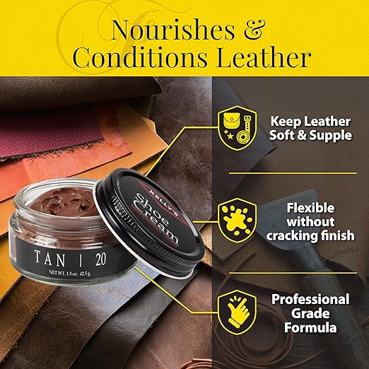 Kelly's Tan Shoe Polish 1.5 oz - Professional Leather Shoe Cream