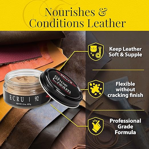 Kelly's Ecru Shoe Polish 1.5 oz - Professional Leather Shoe Cream