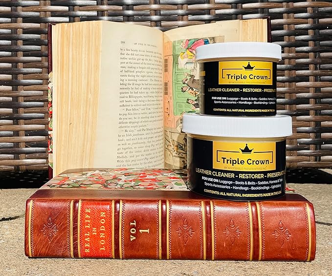 Triple Crown Leather Preservative & Restorer (8 oz.); 80 Year Old Fredelka Formula Hand-Poured by Accessible Preservatives; For Use on Boots, Bags, Books & More. Made in the U.S.A