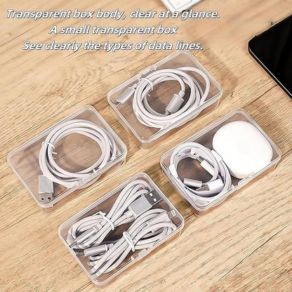 11 Box Cable Organizer Storage Box, Desktop Cable Management with Switch, Power Cord Organizer for Office,Home,Desk Accessories Storage Stationery Supplies and Accessories（Clear） (11 Box)
