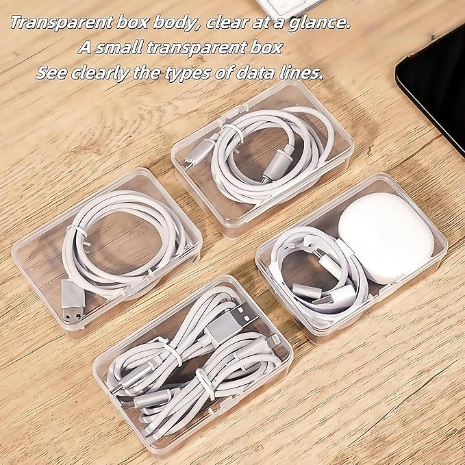 7 Box Cable Organizer Storage Box, Desktop Cable Management with Switch, Power Cord Organizer for Office,Home,Desk Accessories Storage Stationery Supplies and Accessories（Clear
