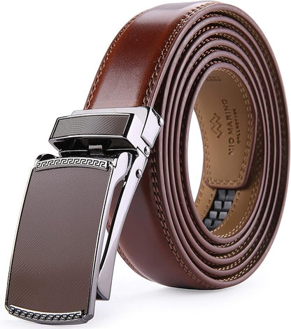 Marino Avenue Ratchet Belt for Men. Adjustable Leather Dress Belt with 38 Easy to Click Into Place Ratchet Closures.