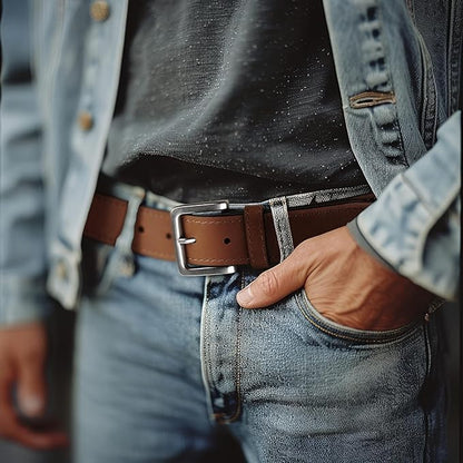 Wrangler Men’s Leather Belt, Country Casual Every Day Belt for Jeans