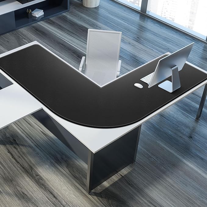 Mydours 61"x61"x20" Super Large Desk Mat, Full Mouse Pad for L-Shaped Standing Desk, Double-Sided Mat with PU Leather Surface, Extended Coverage for Large L Shaped Desk, Compatible with Home & Office