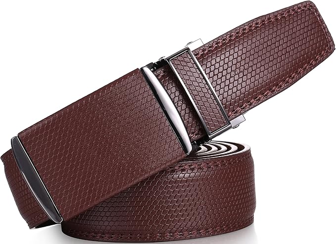 Marino Avenue Ratchet Belt for Men. Adjustable Leather Dress Belt with 38 Easy to Click Into Place Ratchet Closures.