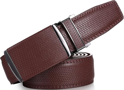 Marino Avenue Ratchet Belt for Men. Adjustable Leather Dress Belt with 38 Easy to Click Into Place Ratchet Closures.