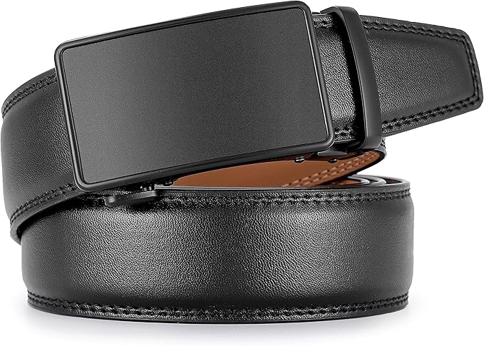 Lingli Men's Belt,Ratchet Dress Belt with Automatic Buckle Brown/Black-Trim to Fit-35mm wide
