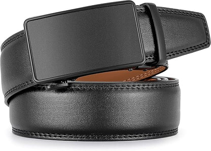 Lingli Men's Belt,Ratchet Dress Belt with Automatic Buckle Brown/Black-Trim to Fit-35mm wide