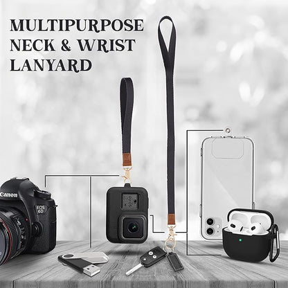 MONDO DESIGNS 2-in-1 ID Badge Holder with Lanyard - Multi-Use Lanyard Keychain Wallet for Women, Small Keychain Wristlet Wallet with Strap & Lanyards for ID Badges, Phone & Card Holder - Black