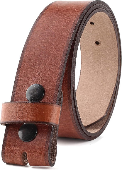 F&L CLASSIC Belt for buckle men Snap on Strap Full Grain One Piece Leather no buckle,1 1/2" Wide, USA