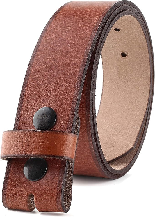 F&L CLASSIC Belt for buckle men Snap on Strap Full Grain One Piece Leather no buckle,1 1/2" Wide, USA