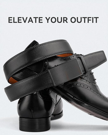 MILORDE Men's Leather Ratchet Belt - 35mm - Customizable Fit