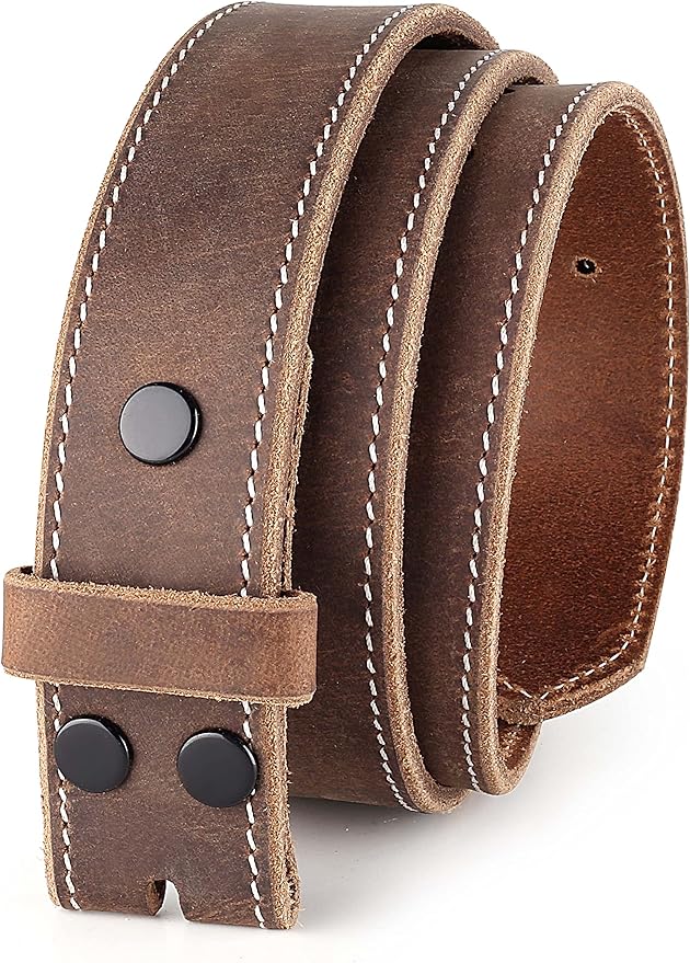 F&L CLASSIC Belt for buckle men Snap on Strap Full Grain One Piece Leather no buckle,1 1/2" Wide, USA